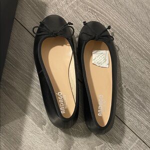 Black Ballet Flats with Bow Trim made in Spain
